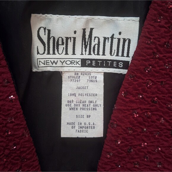 Vtg Blazer Jacket Sheri Martin 8 Womens Petites Red Glitter Sparkle M Medium 90s - Picture 6 of 8